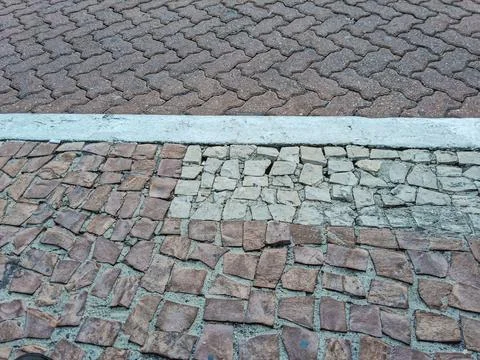 Various materials used in paving. Stock Photos