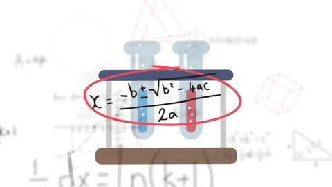 Various mathematical formulae and red geometric shapes moving around on a black Stock Footage 331141032