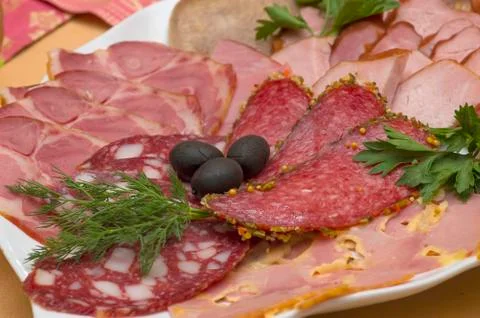 Various meat delicacies Stock Photos