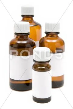 Various Medicine Bottles Isolated on a White Background Stock Photos