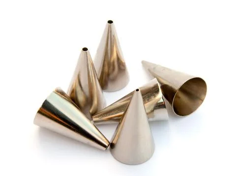 Various metal icing tips Stock Photos