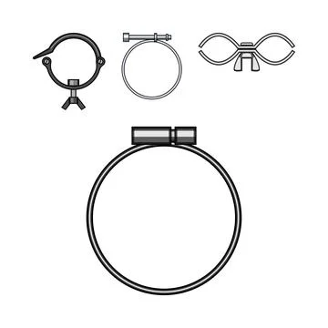Various metal pipe clamps securing connections illustration Stock Illustration
