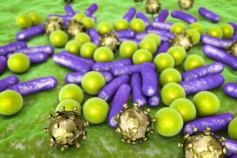 Various microbes, illustration Stock Illustration