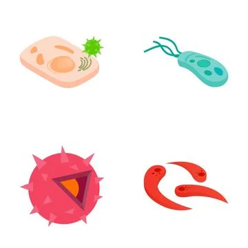 Various microorganisms and cells creating infection concepts Stock Illustration
