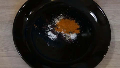 Various mixed spices. Mix spices. Chef cooking. Assorted Spices. Pepper and salt Stock Footage 100080732