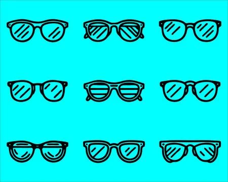 Various model of glasses icons Stock Illustration