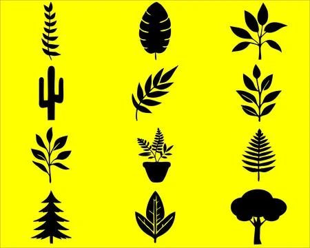 Various model of plants and trees icons Stock Illustration