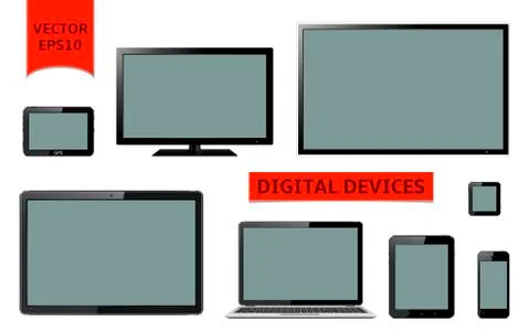 Various modern digital devices Stockillustratie