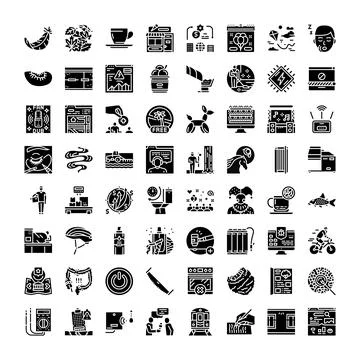 Various modern pictograms creating a large icon set Stock Illustration