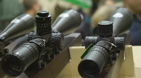 Various Modifications of Optical Sights. Metal and Glass. Modern Enlightenment Stock Footage 68605660