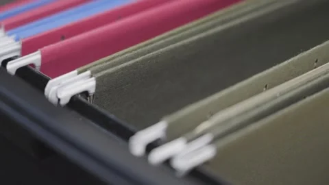Various movements of the cabinet with files and folders. Stock Footage 331698998