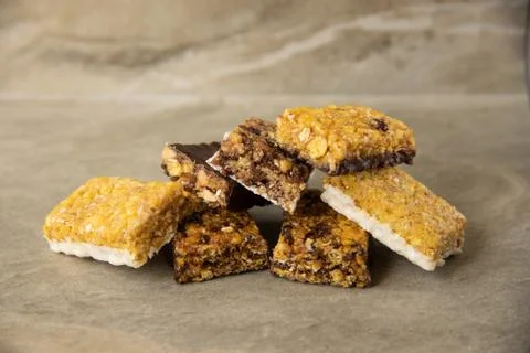 Various muesli bars Foto stock