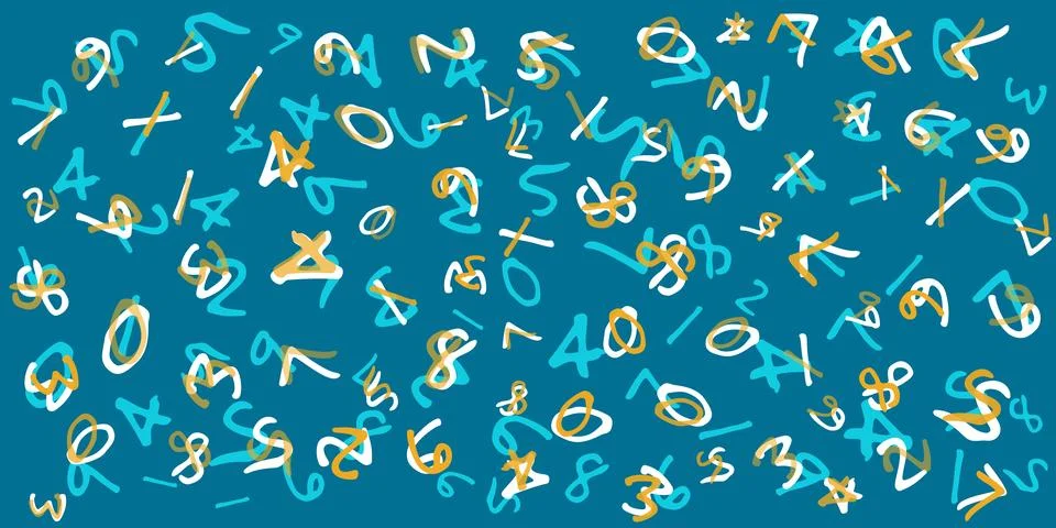 Various Multi Layered, Randomly Colored, Placed, Sized and Oriented Hand Dr.. Illustrazione stock