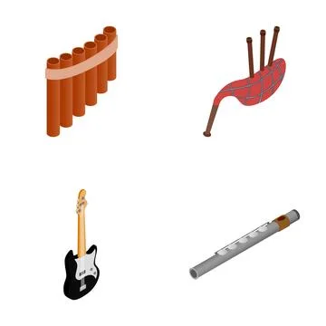 Various musical instruments showing different instrument types Stock Illustration