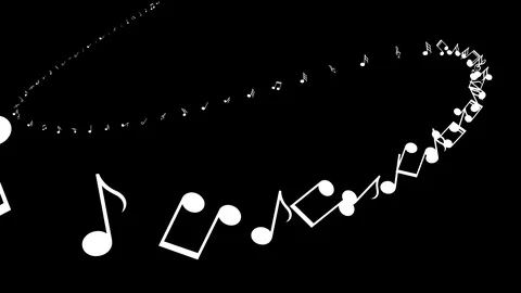 Various musical notes on black background Stock Footage 95649034