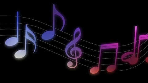 Various Musical Notes Coming Up on the Lines Alpha Channel Included Stock Footage 108394346