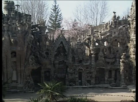 Various narrated shots of Ferdinand Cheval and Palais Ideal, France 1998 Stock Footage