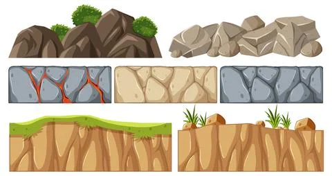 Various Natural and Constructed Stone Walls Ilustración de archivo
