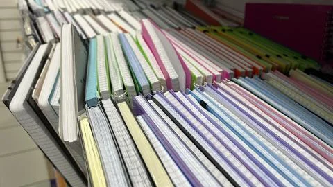 Various notebooks and notebooks close-up Stock Photos