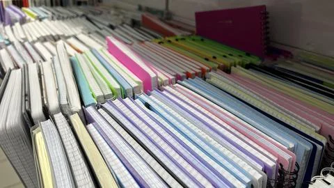 Various notebooks and notebooks close-up Stock Photos