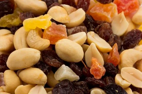 Various nuts and dried fruit Stock Photos