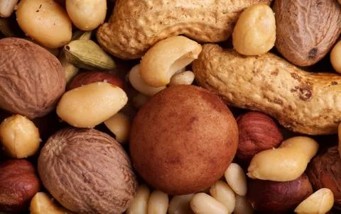 Various Nuts Background Stock Photos