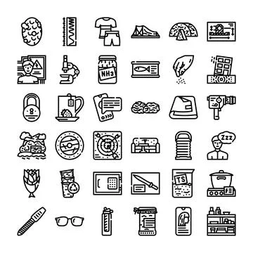 Various object symbols set design line art Stock Illustration