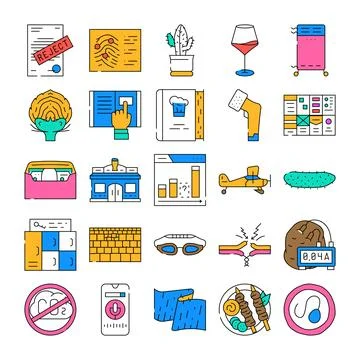 Various objects and symbols collection line icons Stock Illustration