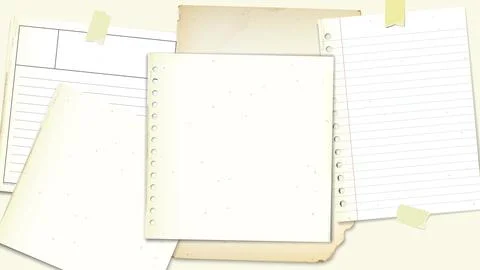 Various old papers with stains effect overlap background have blank space. Stock Illustration