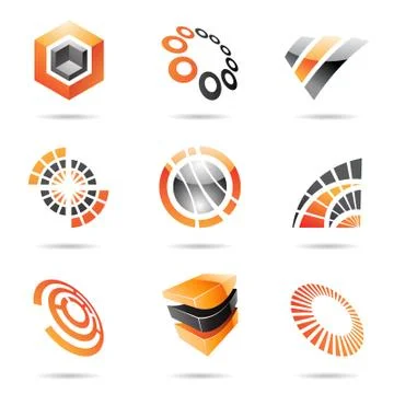 Various orange abstract icons, Set 7 Stock Illustration