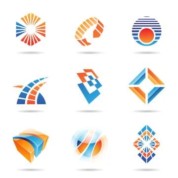 Various orange and blue abstract icons, Set 8 Stock Illustration