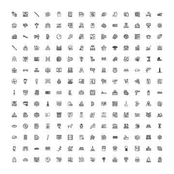 Various outline icon collection set vector graphics Stock Illustration