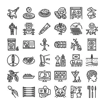 Various outline icon collection set vector graphics Stock Illustration