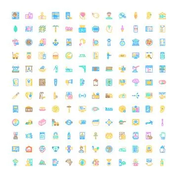 Various outline icons set on white background Stock Illustration
