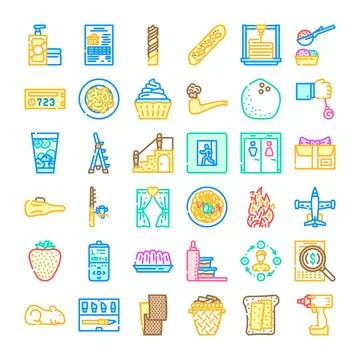 Various outline linear icons set for different concepts Stock Illustration