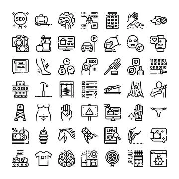 Various outline web icons set for business and technology Stock-Illustration