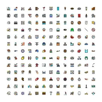 Various outline web icons set for interface design Illustrazione stock