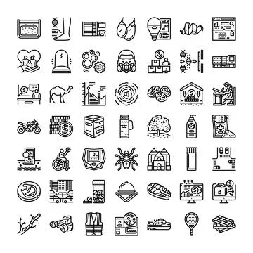 Various outline web icons set for diverse topics 스톡 일러스트