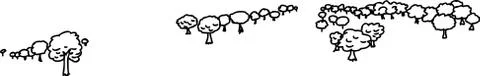 Various Outlined Cartoon Trees Stock Illustration
