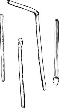 Various outlined straws イラスト素材