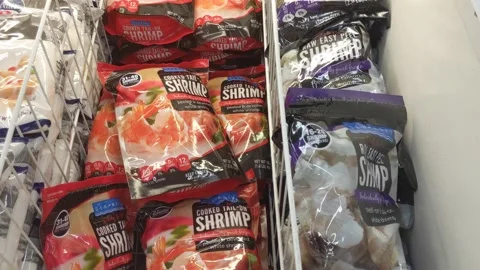 Various Packaged Shrimp - Grocery 動画素材 145388991