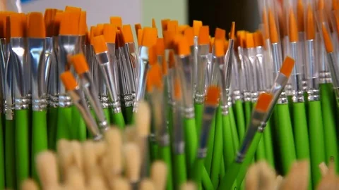 Various paintbrushes collection. Stock Footage 81357965