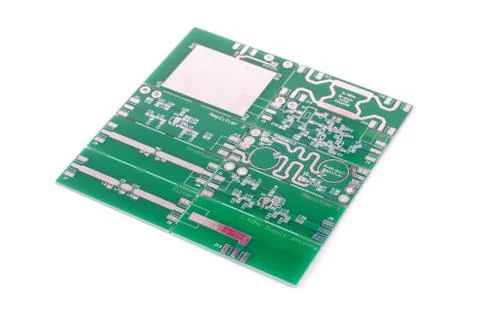Various panelised RF PCBs isolated on the white background Stock Photos