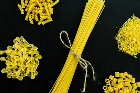 Various pasta. Cooking concept. concept for menu Stock Photos