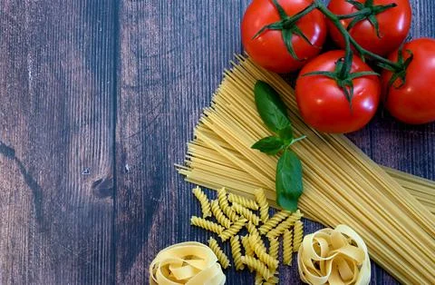 Various pasta. Cooking concept. Top view Stock Photos