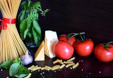 Various pasta. Cooking concept. Top view Stock Photos