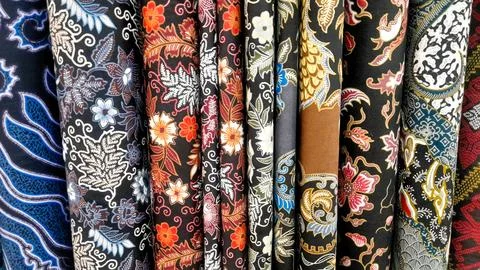 Various pattern of batik, indonesian heritage fabric clothes  ethnic wallpaper 写真素材