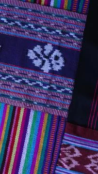 Various pattern handmade woven fabric, geometric textured textile background Stock Photos