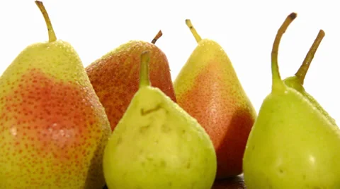 Various pears on white background 스톡 동영상 31422558