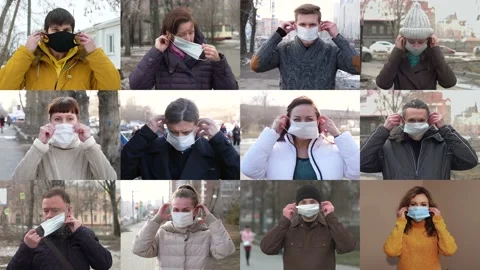 Various people in protective masks. 動画素材 146786103